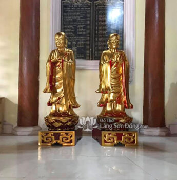 Tượng A Nan - Ca Diếp sơn son thếp Vàng