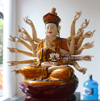 Tượng Quan Âm Chuẩn Đề sơn son thếp Vàng
