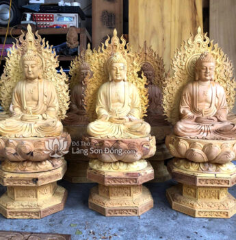 Tượng Phật Dược Sư Lưu Ly gỗ Mít (phần mộc)