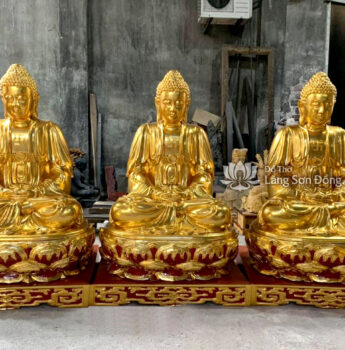 Tượng Tam Thế Phật sơn son thếp Vàng đẹp