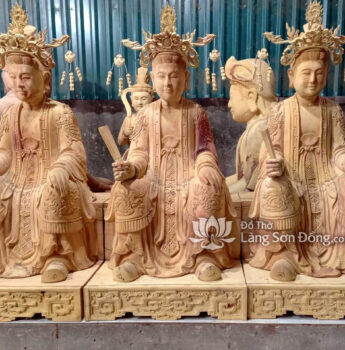Tượng Tam Toà Thánh Mẫu gỗ Mít (phần mộc)