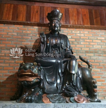 Tượng Văn Thù - Phổ Hiền sơn giả cổ, sơn theo lối cổ