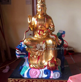 Tượng Văn Thù Sư Lợi - Phổ Hiền Bồ Tát sơn son thếp Vàng