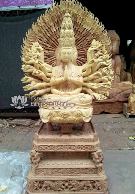 Tượng Phật Bà Quan Âm thiên thủ phần mộc 