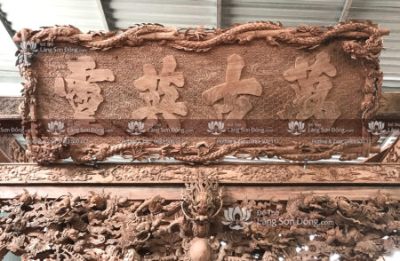 Bức Hoành phi Lưỡng Long cuốn Trúc bằng gỗ Hương đá