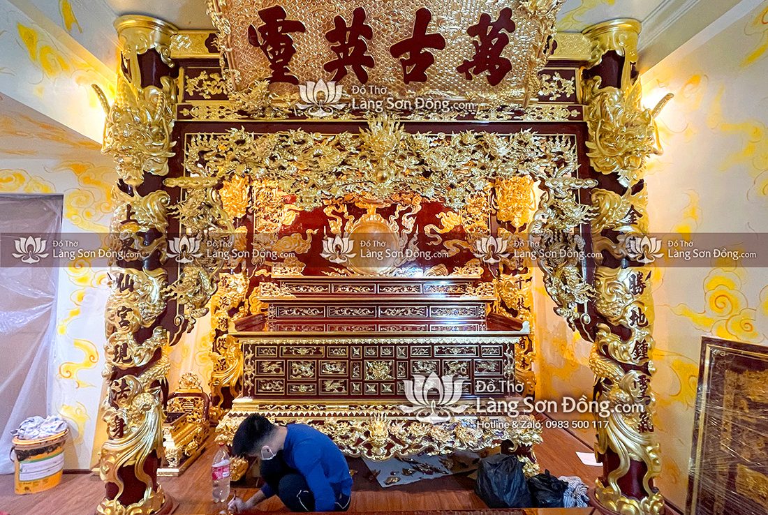 Hoàn thiện sản xuất, thi công và lắp đặt cung thờ, thếp vàng 9999