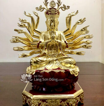Tượng Chuẩn Đề Vương Bồ Tát dát Vàng 9999