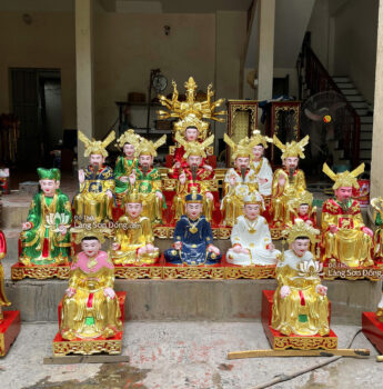 Bộ tượng Tam Tứ phủ sơn son thếp Vàng