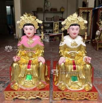 Tượng Cô Bơ - Cô Chín sơn son thếp Vàng