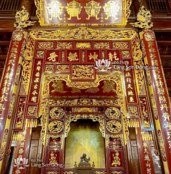 Bộ Hoành phi Câu đối - Nền Then (son đỏ)