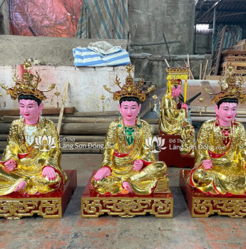 Tượng Tam Toà Thánh Mẫu sơn son thếp Vàng - Mẫu 1