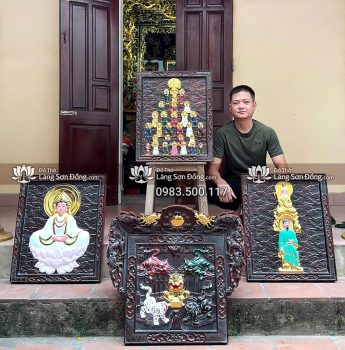 Tranh Tượng thờ bằng gỗ, sơn thếp giả cổ