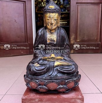 Tượng Phật A Di Đà lối cổ cỡ nhỏ, sơn thếp giả cổ bong tróc