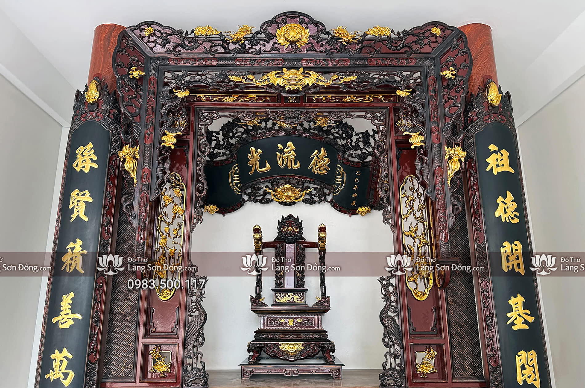 Lắp đặt bàn giao đồ thờ tại xã Cát Quế, sơn thếp giả cổ