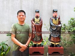 Tượng Quan Văn Quan Võ Gỗ Mít Sơn Giả Cổ