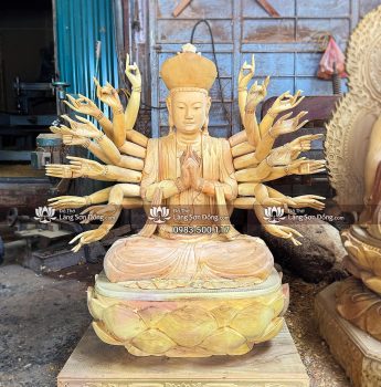 Tượng Chuẩn Đề Bồ Tát gỗ Mít ta (phần mộc)