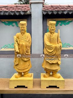 Tượng Quan Văn Quan Võ Gỗ Mít Sơn Giả Cổ