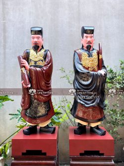 Tượng Quan Văn Quan Võ Gỗ Mít Sơn Giả Cổ