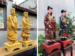 Tượng Quan Văn Quan Võ Gỗ Mít Sơn Giả Cổ