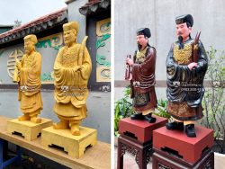 Tượng Quan Văn Quan Võ Gỗ Mít Sơn Giả Cổ