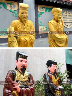 Tượng Quan Văn Quan Võ Gỗ Mít Sơn Giả Cổ