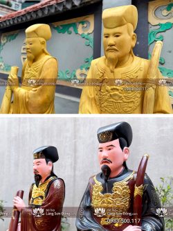 Tượng Quan Văn Quan Võ Gỗ Mít Sơn Giả Cổ