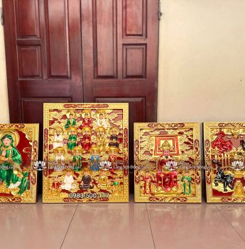 Tranh thờ Tứ phủ bằng gỗ, sơn son thếp vang·