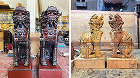 Nghê thời Lê | Chất gỗ mít | Sơn thếp giả cổ