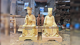 Tượng Chúa Sơn Trang và Đức Trần Triều, mộc gỗ mít ta