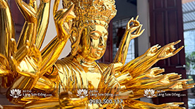 Tôn tượng Phật Chuẩn Đề. Chất liệu gỗ mít, sơn thếp vàng