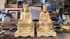 Tượng Chúa Sơn Trang và Đức Trần Triều, mộc gỗ mít ta