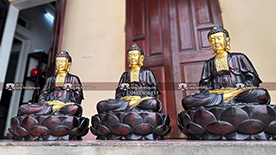 Tôn tượng Tam Thế Phật thếp điểm vàng 9999