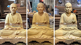 Tượng Tam Tổ Trúc Lâm đục lối truyền thần | Hoàn thiện mộc gỗ mít